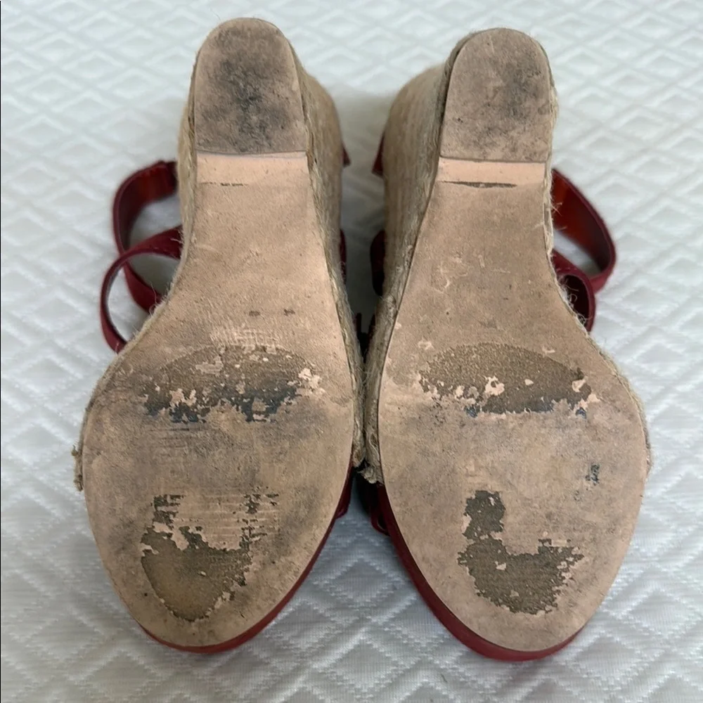 Leila Stone Rust Suede Espadrille Wedges